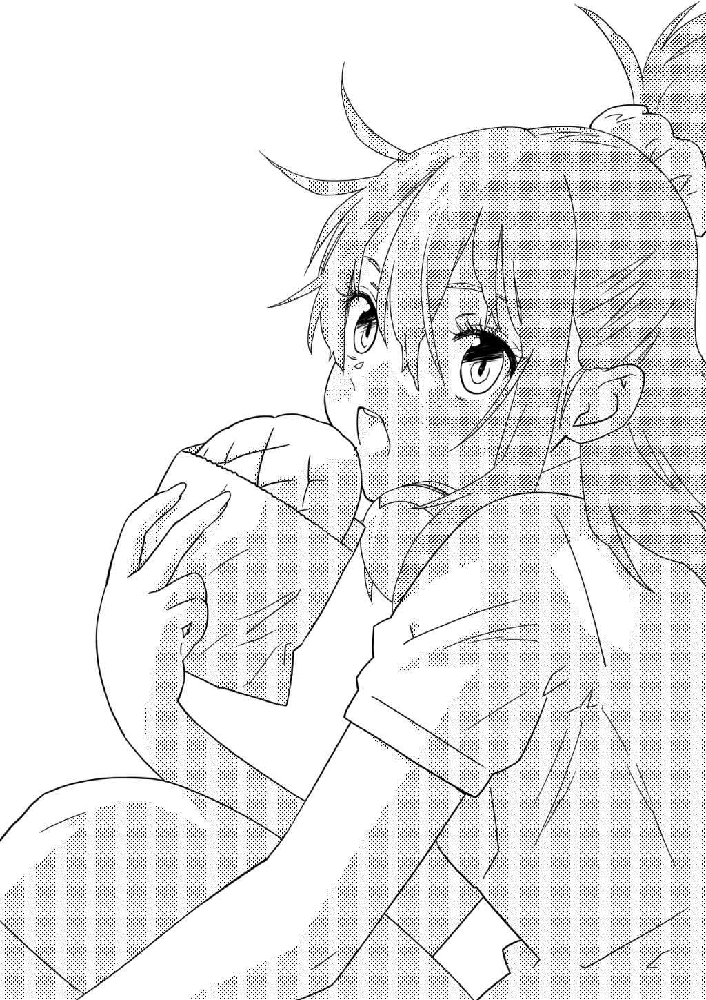 メロンパンを食べる女子高生 イラスト ハーフトーンレイヤー 02ほしぶどう宮野ともちか