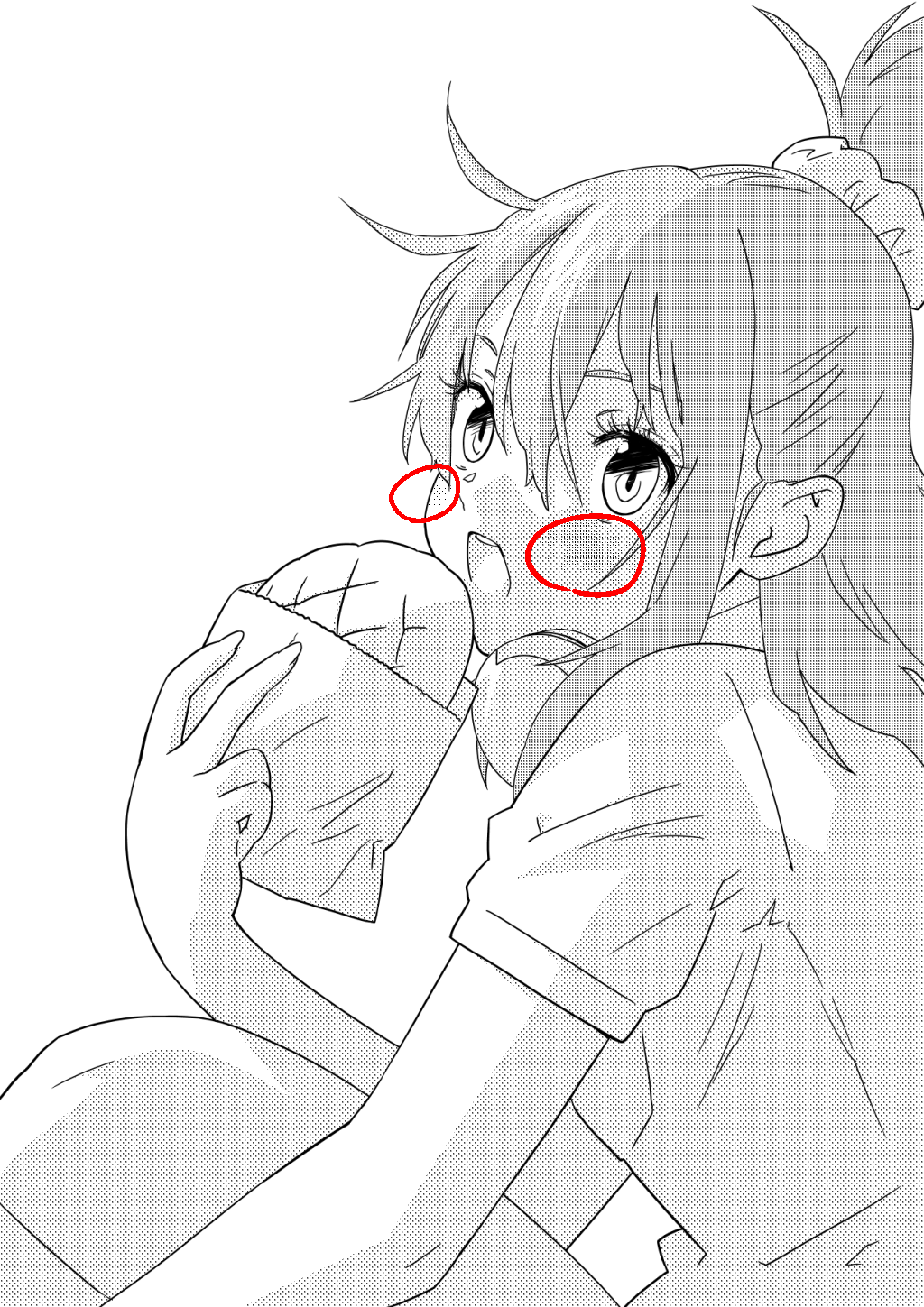 メロンパンを食べる女子高生 イラスト ハーフトーンレイヤー 01ほしぶどう宮野ともちか